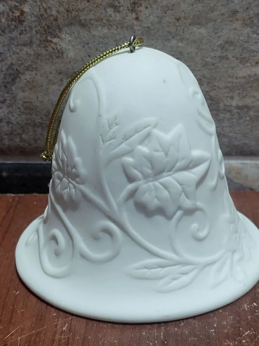Vintage Matte White Porcelain Bell Ornament
